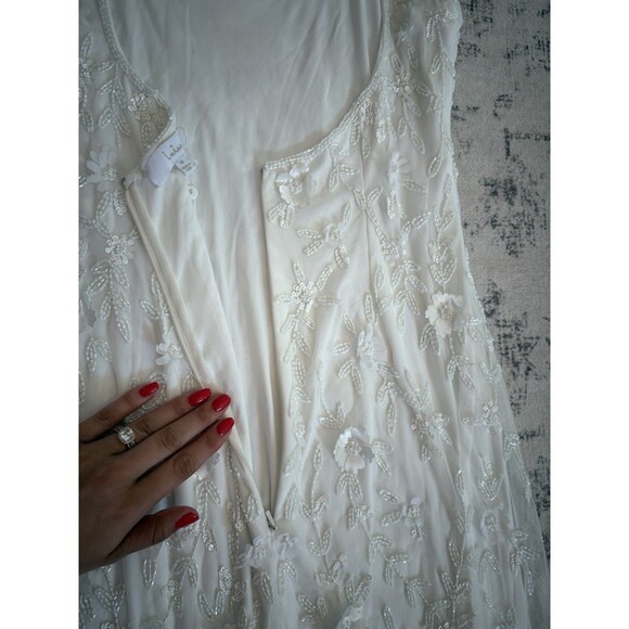 Lulus Extraordinary Glamour 3D Floral Beaded Backless Maxi Wedding Dress Size XS - Picture 9 of 11